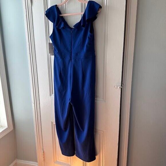 NWT Tahari Royal Blue Dressy Sleeveless Wide Leg Jumpsuit Size 4 Pockets - Picture 5 of 8